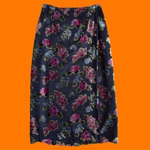 90's vintage velvet burnout silk rayon whimsigoth maxi skirt Size 12 ny&co